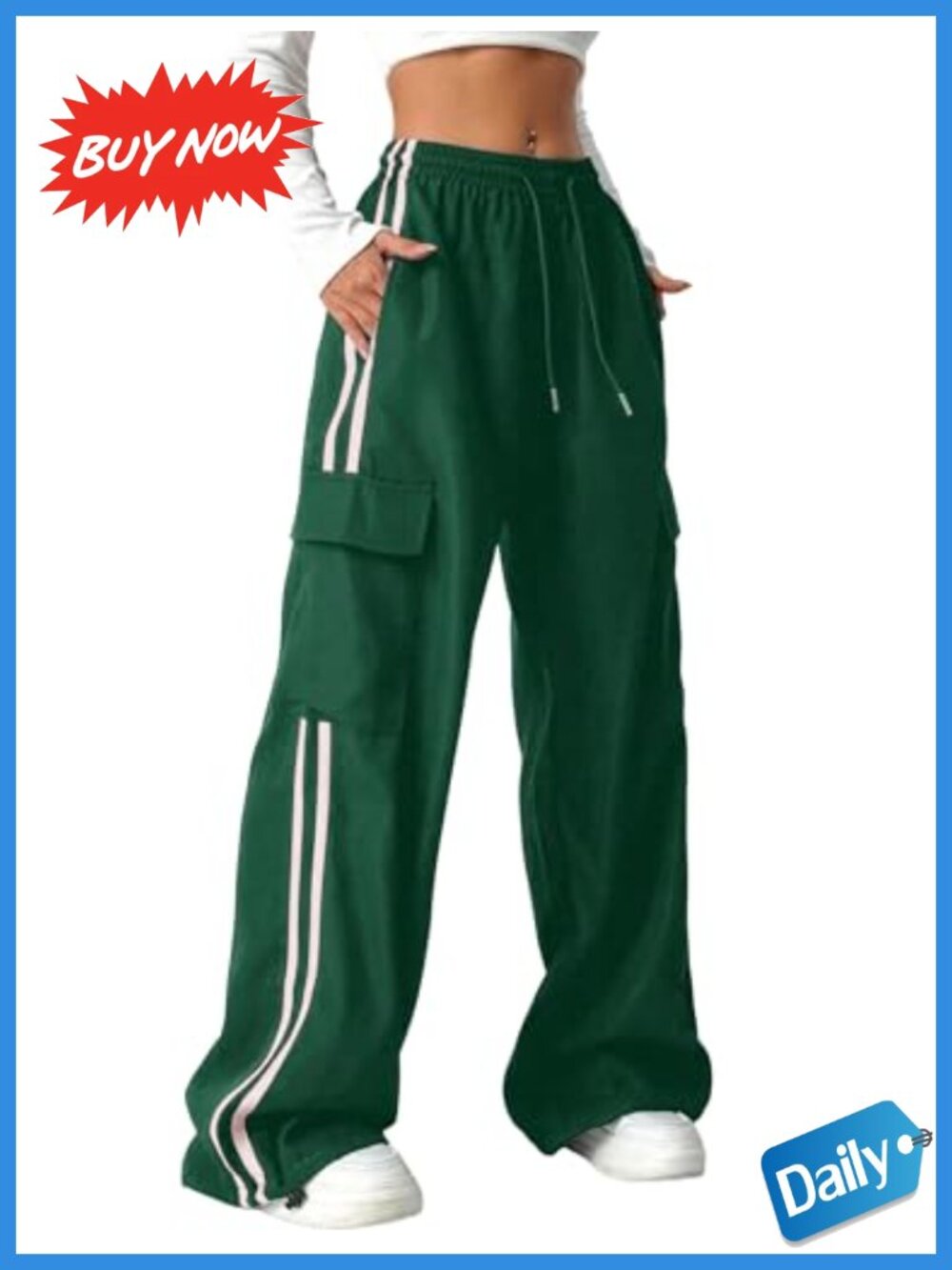 Parachute Pants Y2K Wide Leg Cargo Sweatpants with Pockets
